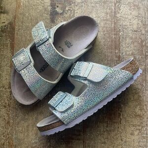 Birkenstock 28 Iridescent Double Strap Buckle Sandals Arizona